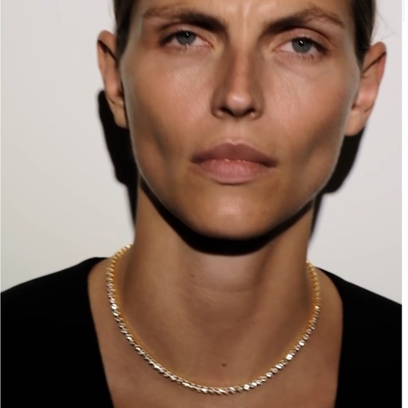 NIB Dorsey James Bezel Set Lab White Sapphire Tennis Necklace new $695 18kt - Picture 2 of 12